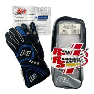 K1 RaceGear 23-FLX-NB-S Flex Racing Gloves Made With Nomex - Black/Blue, Large
